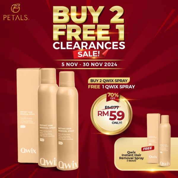 CLEARANCES SALE - BUY 2 FREE 1 - Qwix Hair Removal Spray (3 Botol)